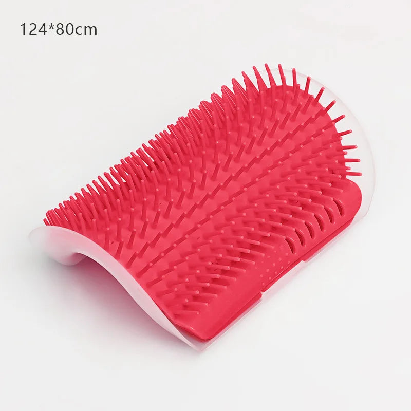 Corner grooming brush for cats