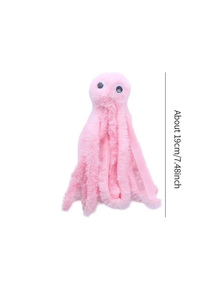 Pieuvre en peluche rose, environ 19 cm